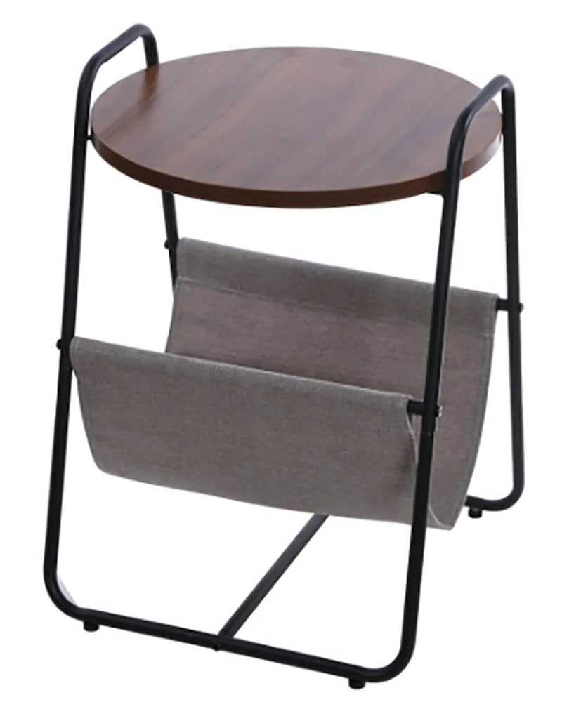 Tavolino Basso con Tasca Portariviste Ø40x56 cm Motti Emma Nero