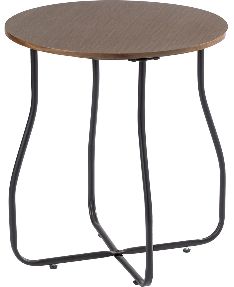 Tavolino Tondo Ø50x55 cm in MDF Motti Samantha Noce Scuro e Nero