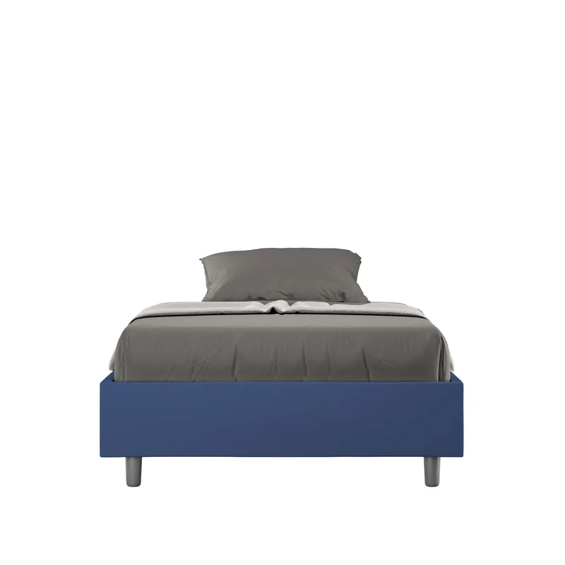 Letto 1 Piazza E Mezzo Senza Testata Imbottito in Similpelle Azelia Blu Varie Misure