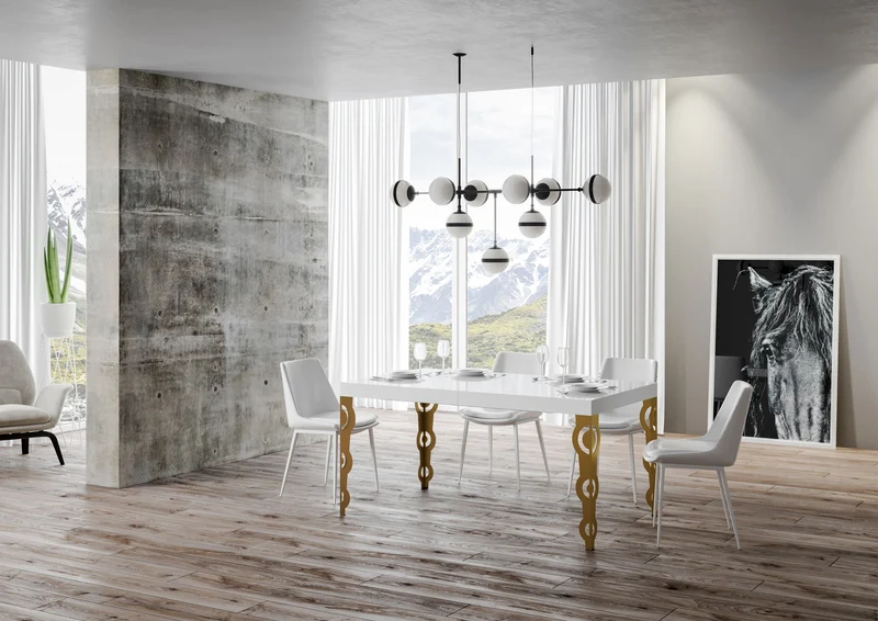 Tavolo Allungabile 130-390x90x77 cm Karamay Bianco Frassino