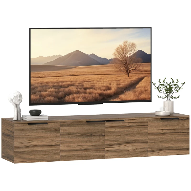 Mobile Sospeso con Armadietti in Stile Industriale 150x35x32 cm in Truciolato Marrone