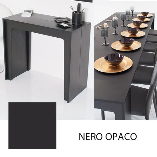 Consolle Tavolo Allungabile 42/302 Cm Nero Opaco Groupdesign Arlecchino