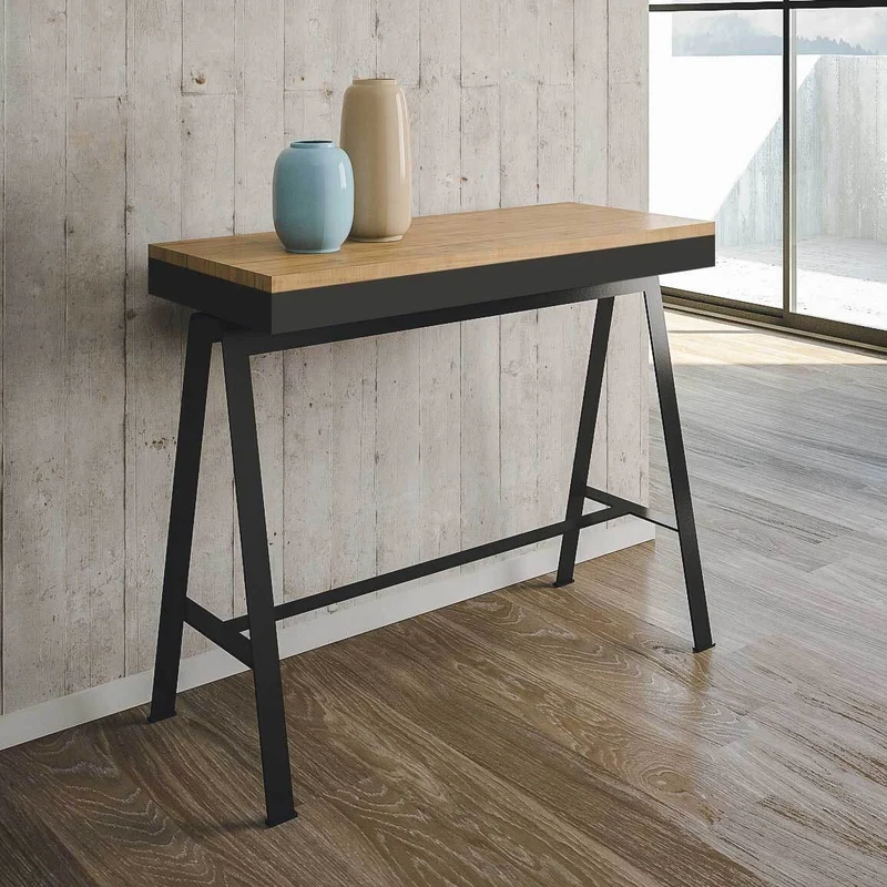 Consolle Allungabile in Legno e Ferro H77x40x90/300cm Itamoby Banco Evolution Quercia Classica