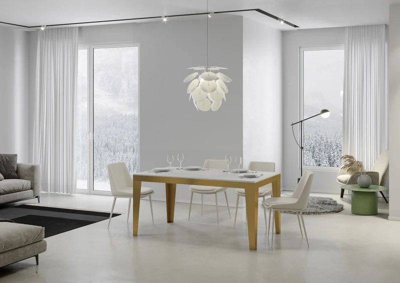 Tavolo Allungabile 180-440x90x77 cm Flame Evolution Bianco Frassino