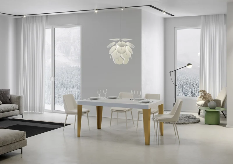 Tavolo Allungabile 130-234x90x77 cm Flame Bianco Frassino