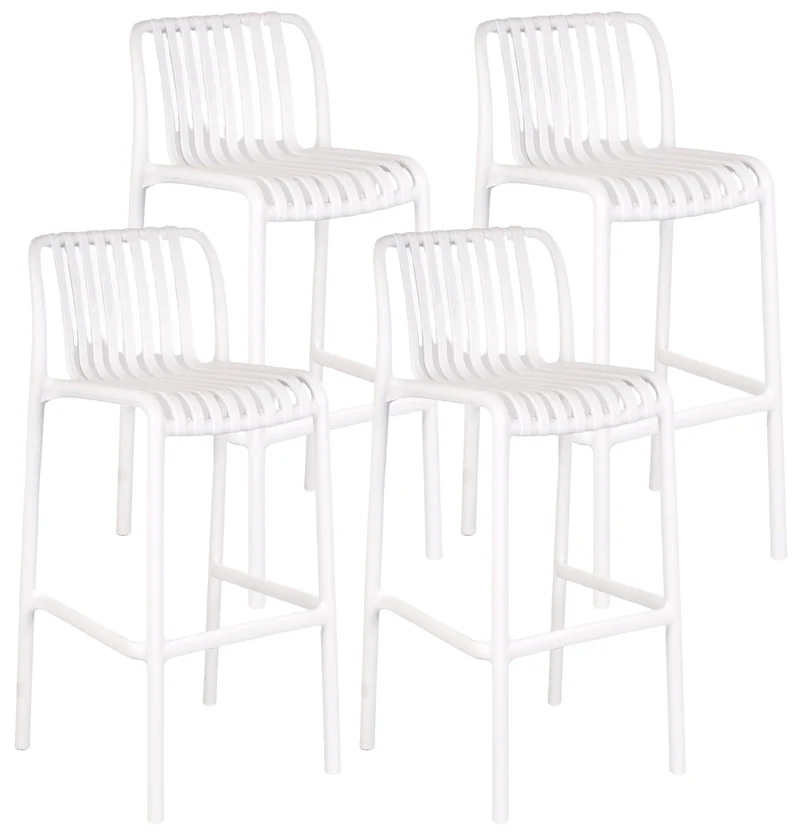 Set 4 Sgabelli 42x101 cm in Polipropilene Bianco