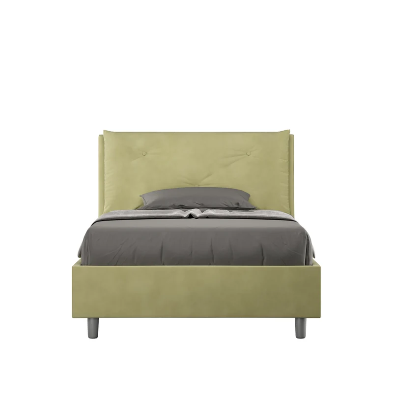 Letto 1 Piazza E Mezzo Imbottito in Microfibra Appia Large Tè Verde Varie Misure