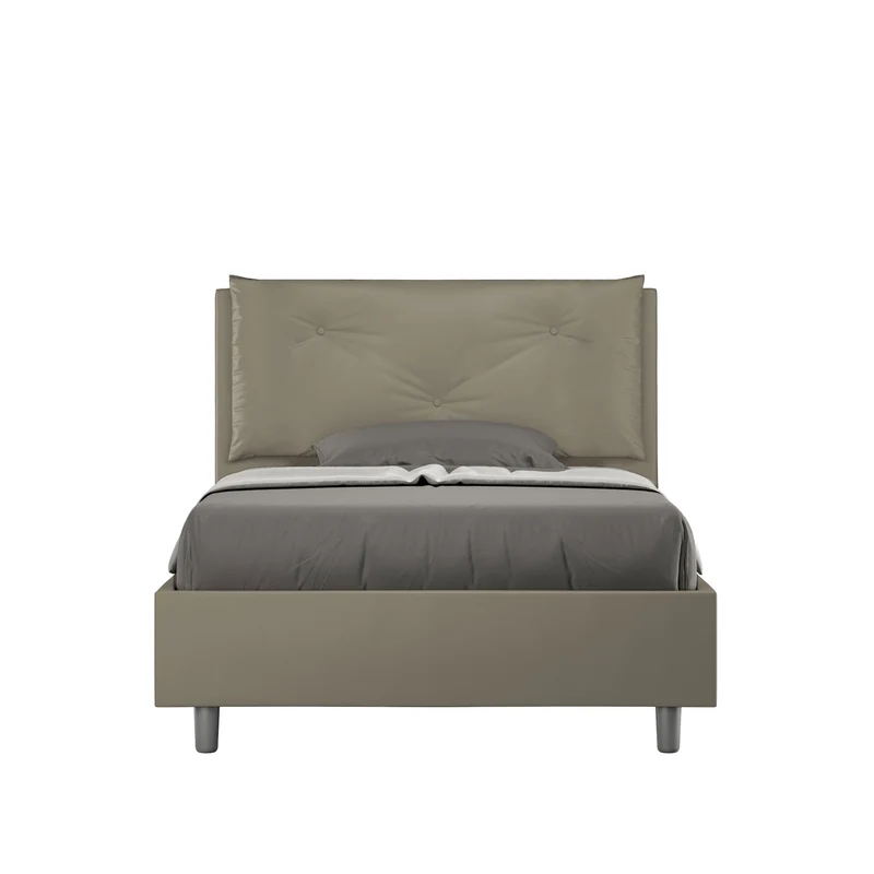 Letto 1 Piazza E Mezzo Imbottito in Similpelle Appia Large Cappuccino Varie Misure