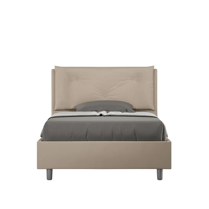 Letto 1 Piazza E Mezzo Imbottito in Similpelle Appia Large Tortora Varie Misure