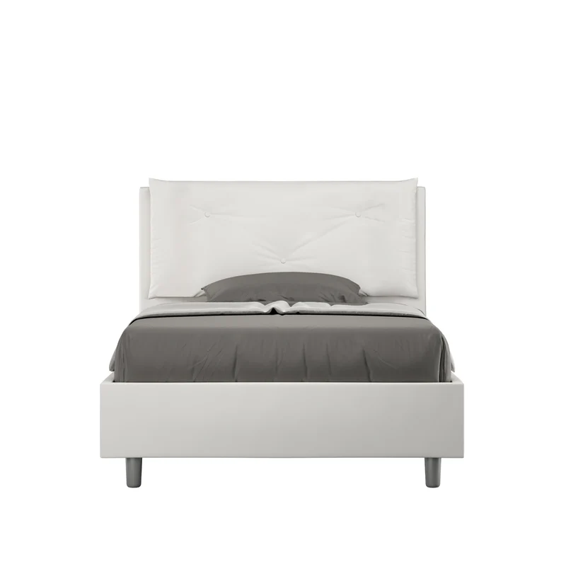 Letto 1 Piazza E Mezzo Imbottito in Similpelle Appia Large Bianco Varie Misure