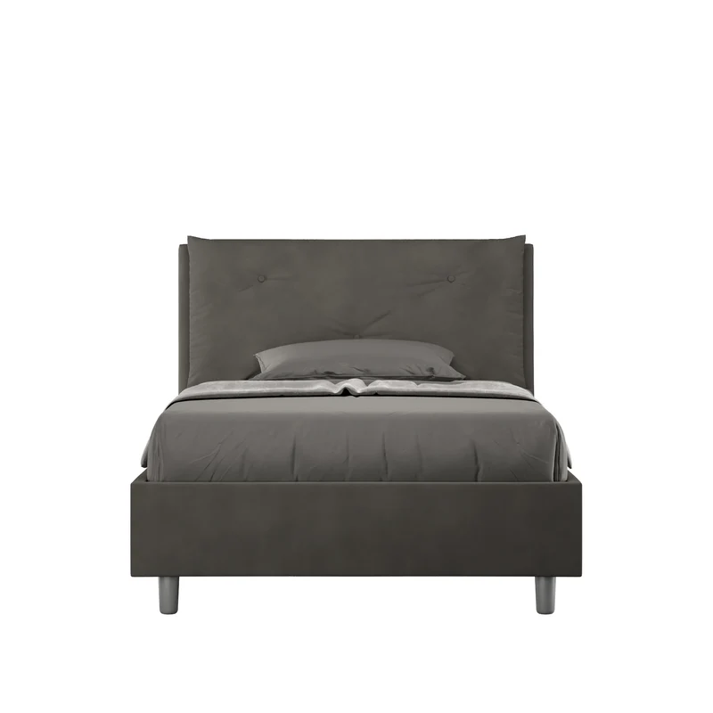 Letto 1 Piazza E Mezzo Imbottito in Microfibra Appia Large Grigio Varie Misure