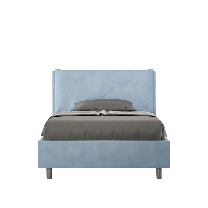 Letto 1 Piazza E Mezzo Imbottito in Microfibra Appia Large Azzurro Varie Misure