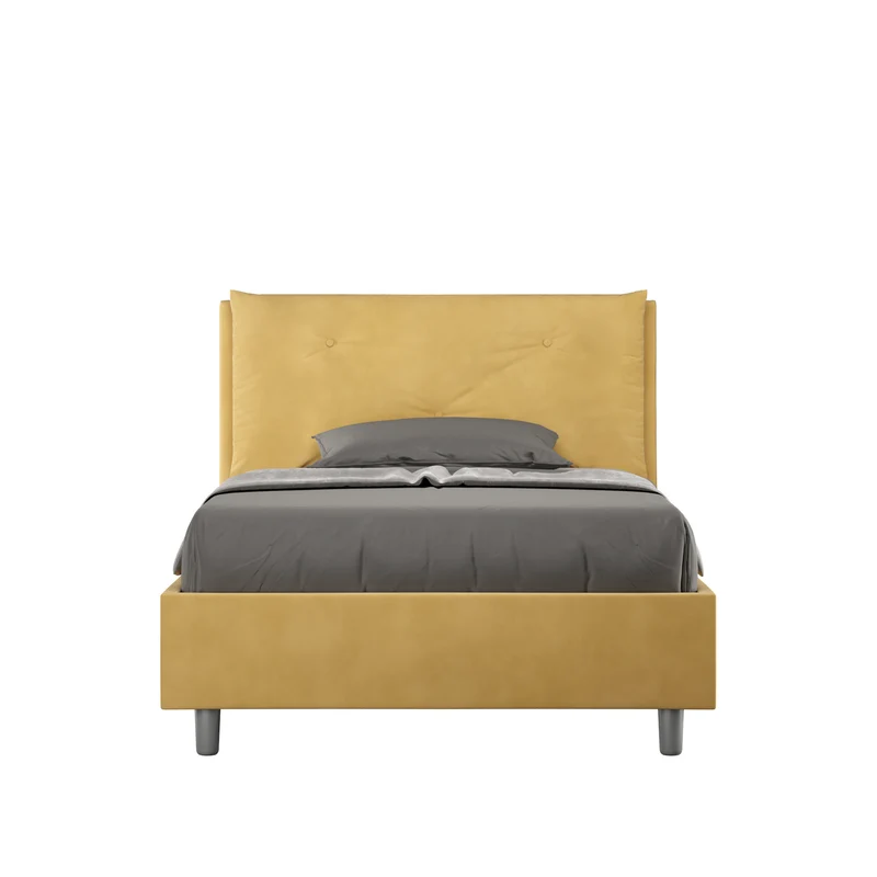 Letto 1 Piazza E Mezzo Imbottito in Microfibra Appia Large Ocra Varie Misure