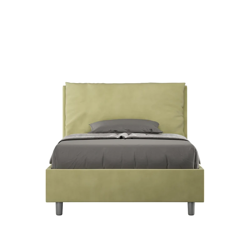 Letto 1 Piazza E Mezzo Imbottito in Microfibra Antea Large Tè Verde Varie Misure