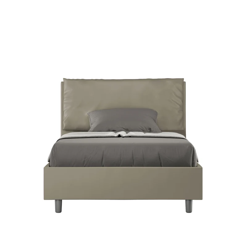 Letto 1 Piazza E Mezzo Imbottito in Similpelle Antea Large Cappuccino Varie Misure