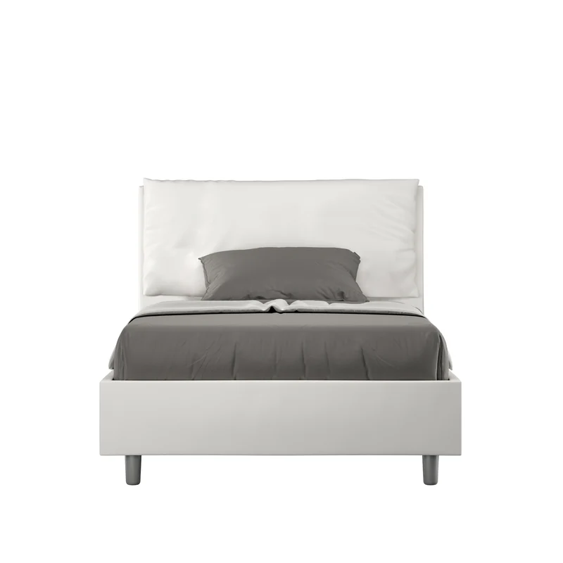 Letto 1 Piazza E Mezzo Imbottito in Similpelle Antea Large Bianco Varie Misure