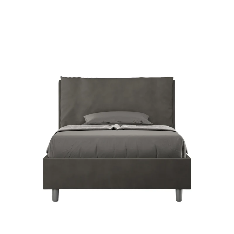 Letto 1 Piazza E Mezzo Imbottito in Microfibra Antea Large Grigio Varie Misure