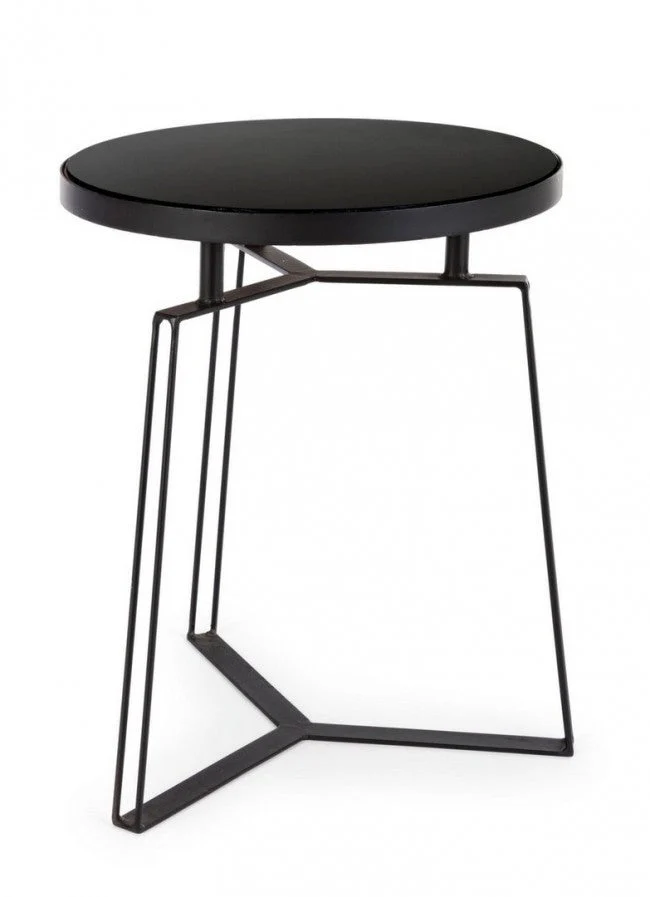 Tavolino Zaira Nero D40 Rotondo in Metallo