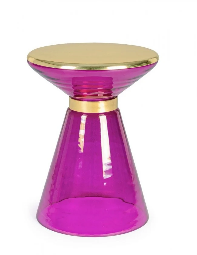 Tavolino Meriel con Vetro Lilac D36 in Vetro