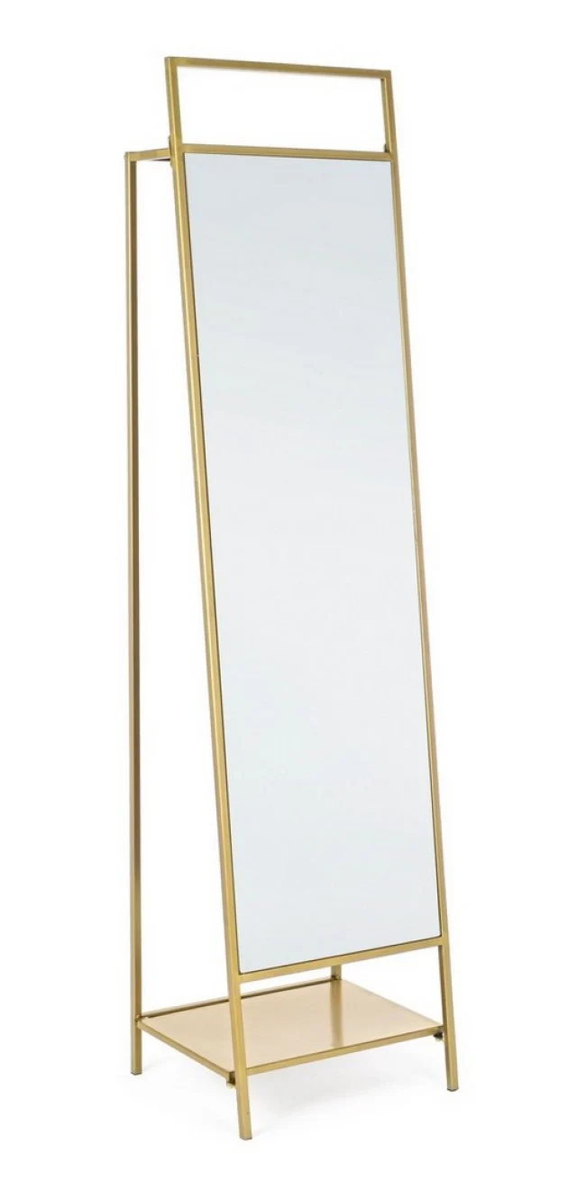 Specchio con Porta Abiti Ekbal Oro in Acciaio