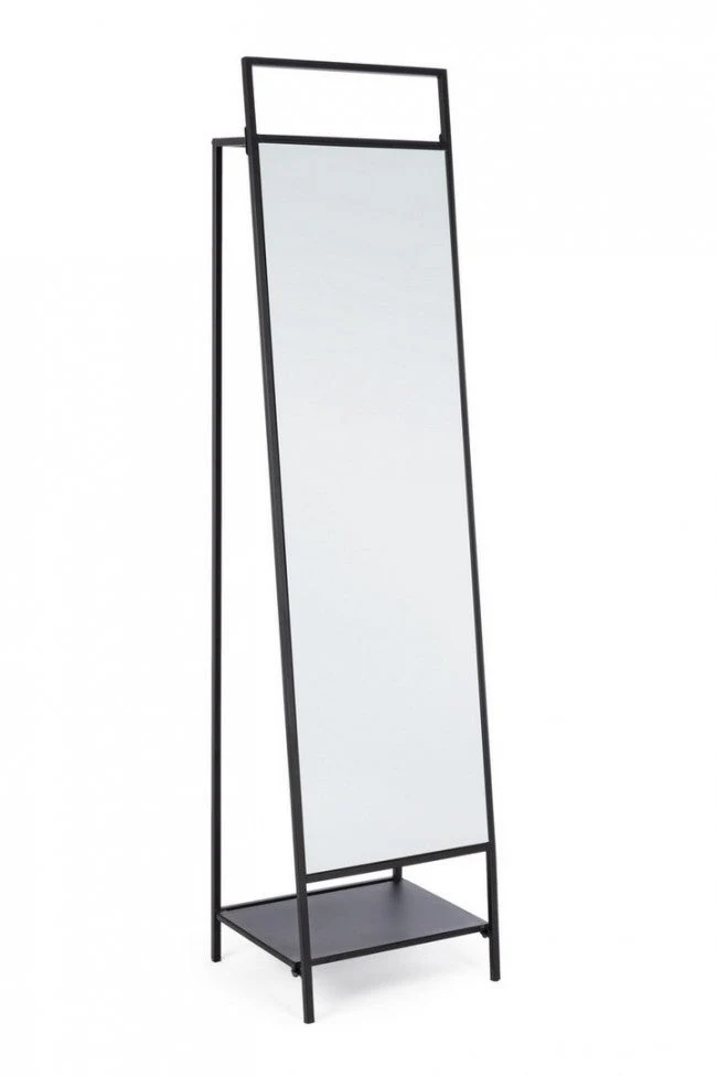 Specchio con Porta Abiti Ekbal Nero in Acciaio