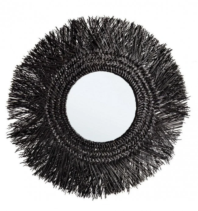 Specchio con Cornice Ilusion Nero in Fibre Naturali