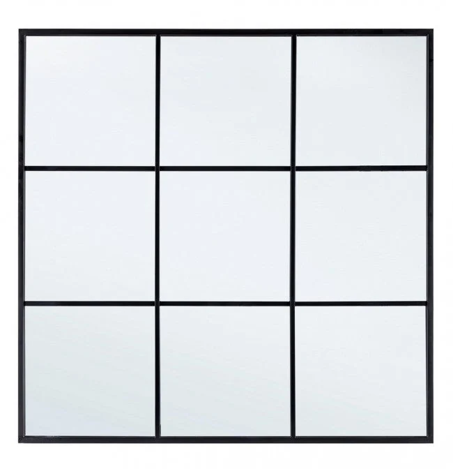 Specchio con Cornice Window Nucleos Nero in Metallo