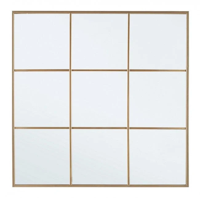 Specchio con Cornice Window Nucleos Oro in Metallo
