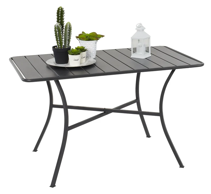 Tavolo da Giardino 120x70x71 cm in Acciaio Grigio Opaco Seconda Scelta