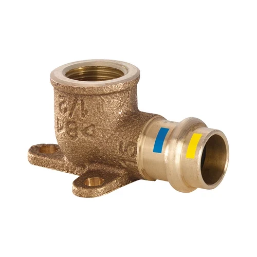 Gomito 90 f fil.f con flangia a 3 fori a pressare acqua gas b one diam. 22 x 3/4