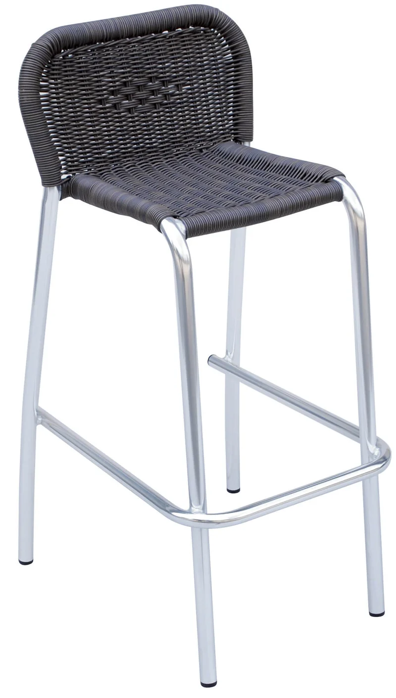 Sgabello Bar in Alluminio e Wicker Vorghini Grigio