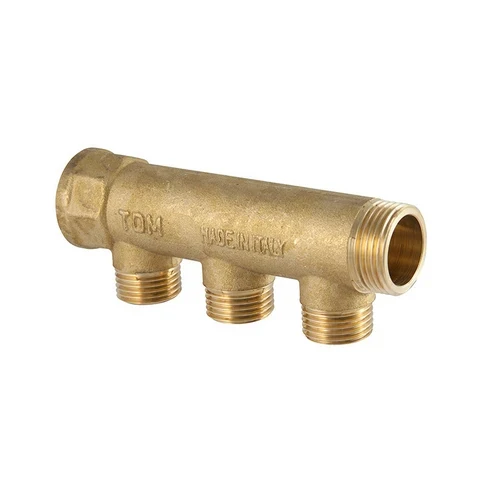 Collettore lineare in ottone giallo 3/4 x 1/2 2 vie