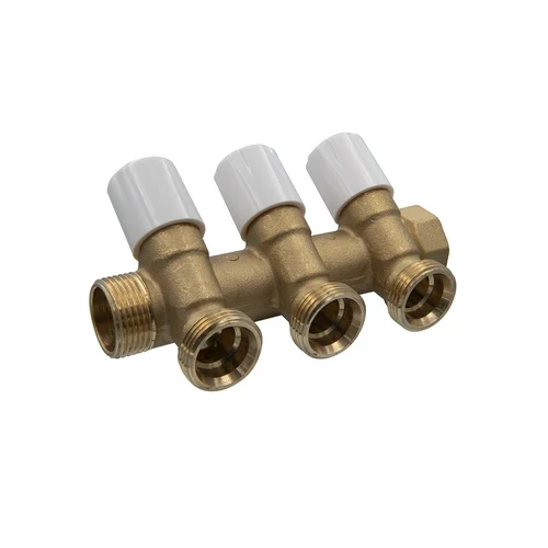 Collettore di distribuzione con vitoni di chiusura 3/4 eurocono 1 x 3/4 2 vie