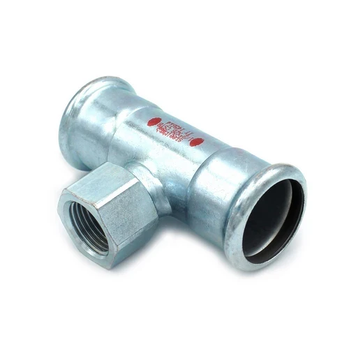 T con derivazione filetto f a pressare in acciaio carbonio steel pres 3/4 x 22 x 22