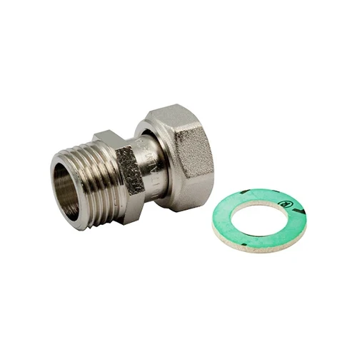 Raccordo diritto ni m-f con girello e guarnizione piana 1/2 x 1/2