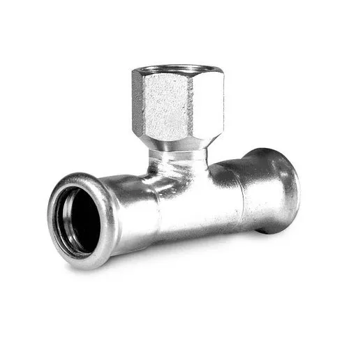 Ti con derivazione filetto f a pressare in acciaio carbonio 3/4 x 42 x 42