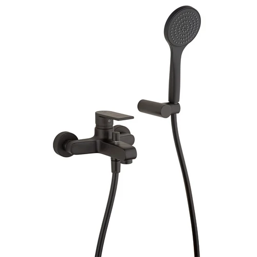 Miscelatore monocomando vasca esterno doccetta laguna nero opa leva nera leva aranci