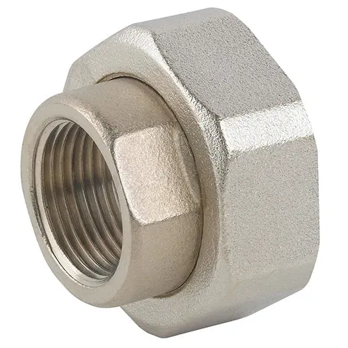 Raccordo in 2 pz ff per pompa in ottone nichelato con guarnizione 1/2 x 1 1/4