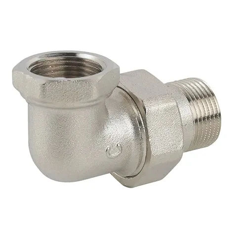 Raccordo curvo in 3 pz mf sede piana in ottone nichelato c/guarnizione 1 1/2