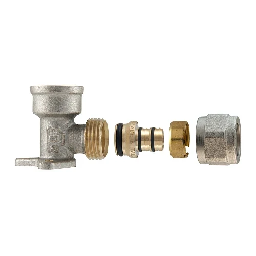 Raccordo gomito femmina a staffa a compressione per multistrato 2pz as 1/2 x 1/2-16