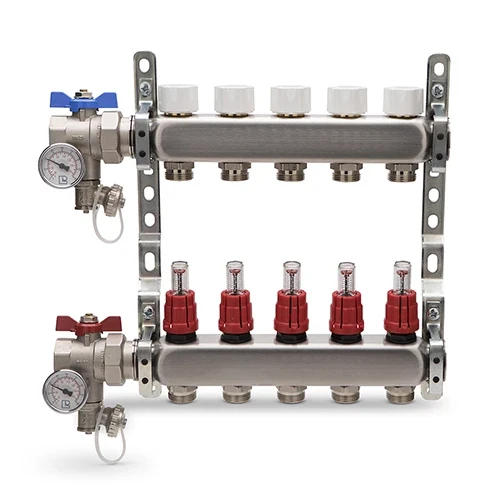 Collettore di distribuzione in acciaio inox completo aton 9 vie 1 x 3/4