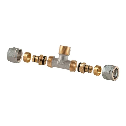 Raccordo tee maschio a compressione per multistrato 2pz assemblato 1/2-16 x 1/2 x 1/2-16