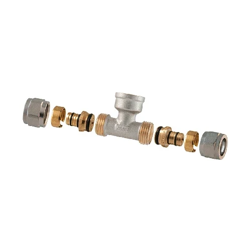 Raccordo tee femmina a compressione per multistrato 2pz assemblato 1/2-16 x 1/2 x 1/2-16
