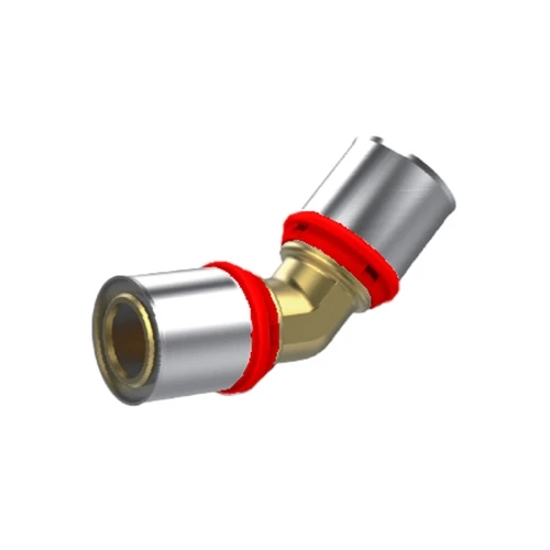Raccordo a pressare ikaro curvo doppio a 45 diam. 26x3 -conf