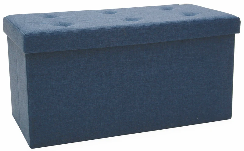 Baule Cassapanca Pouf Contenitore in Polyestere Soriani Blu