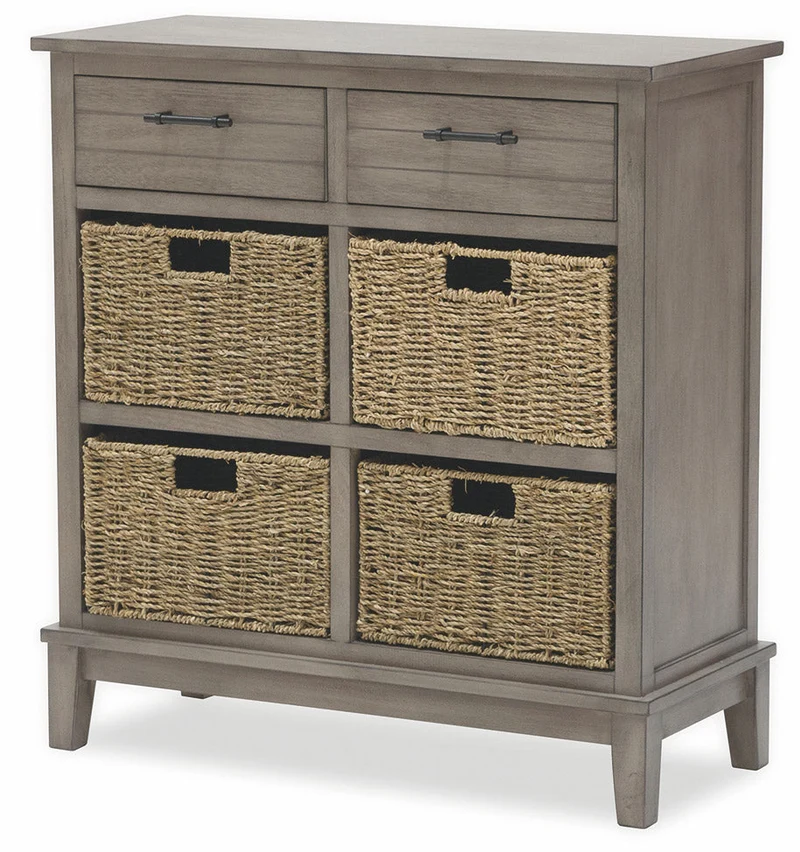 Mobile 2 Cassetti 4 Ceste 73,5x32x78 cm in Legno Soriani Tortora Anticato