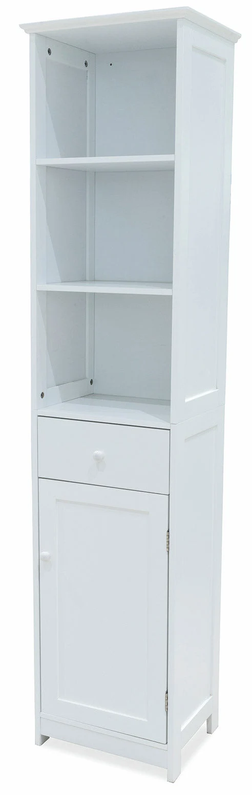 Mobile a Colonna 1 Anta 1 Cassetto 3 Ripiani 30x39x175 cm in Legno Soriani Bianco