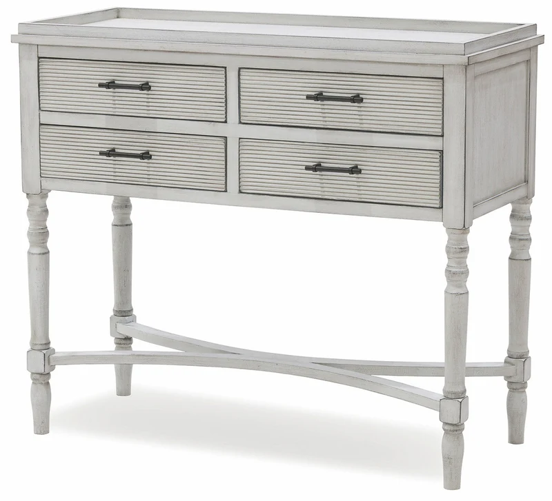 Consolle 4 Cassetti 90x38x78 cm in Legno Soriani Grigio Anticato