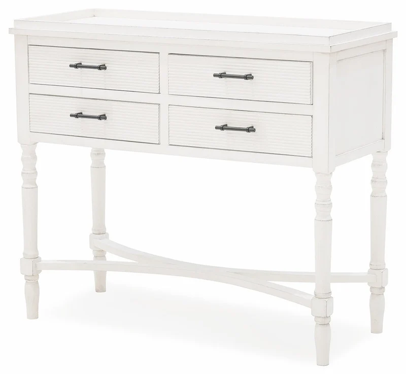 Consolle 4 Cassetti 90x38x78 cm in Legno Soriani Bianco Anticato