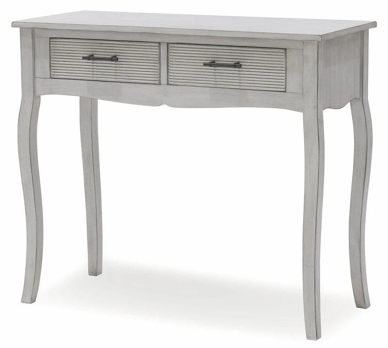 Consolle 2 Cassetti 90x38x78 cm in Legno Soriani Grigio Anticato